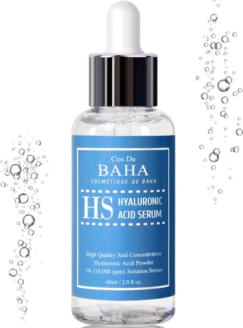 Eine Flasche Hyaluronsäure-Serum mit Tropfer, hochwertig, für Hautpflege.