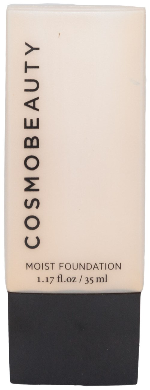 CosmoBeauty fuktfoundation i beige färg med svart lock, 35 ml storlek, i rörformat emballage.