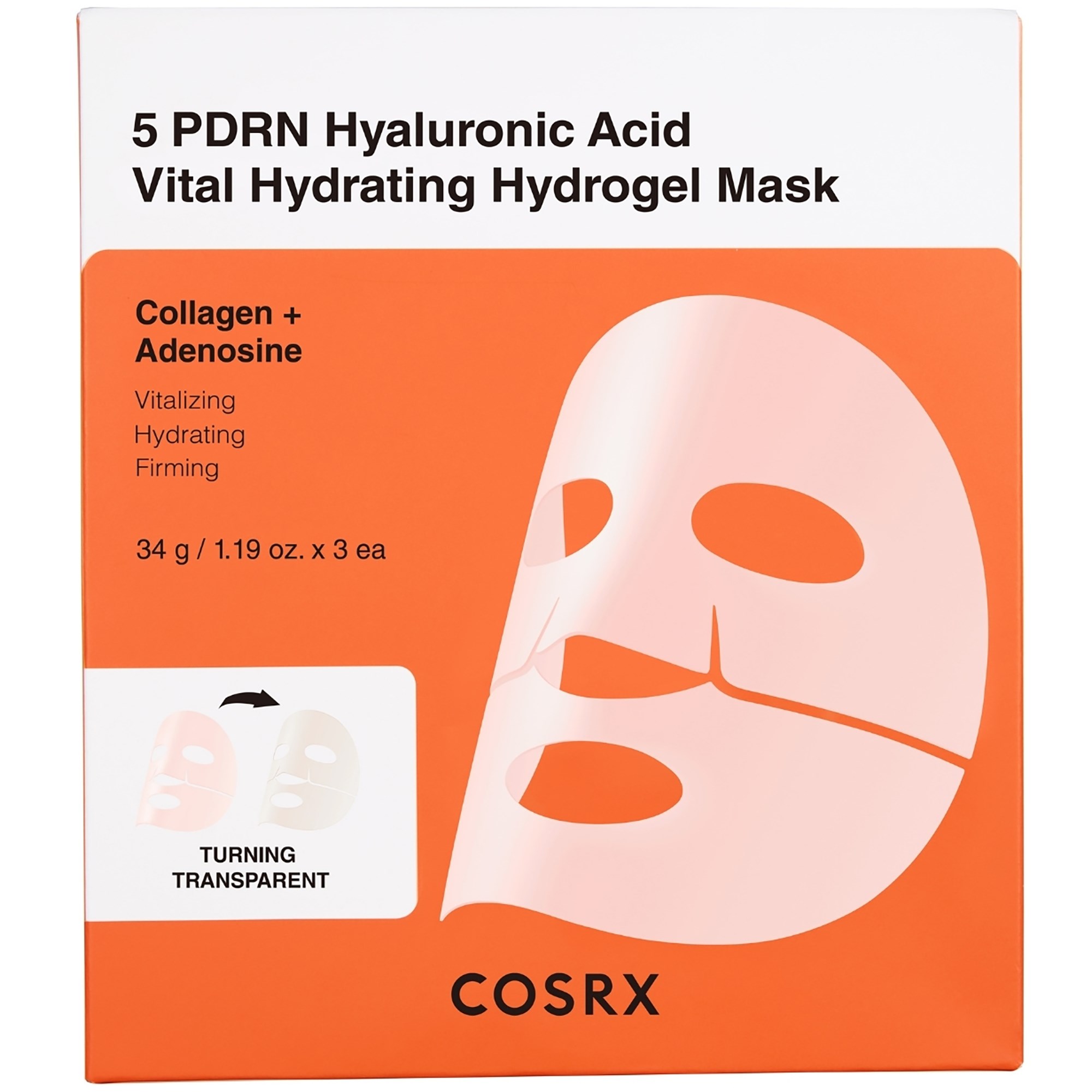 COSRX 5 PDRN Hyaluronic Acid Vital Hydrating Hydrogel Mask 34 g billede
