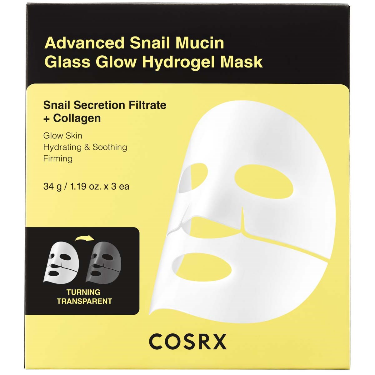 COSRX Advanced Snail Mucin Glass Glow Hydrogel Mask 3 szt.