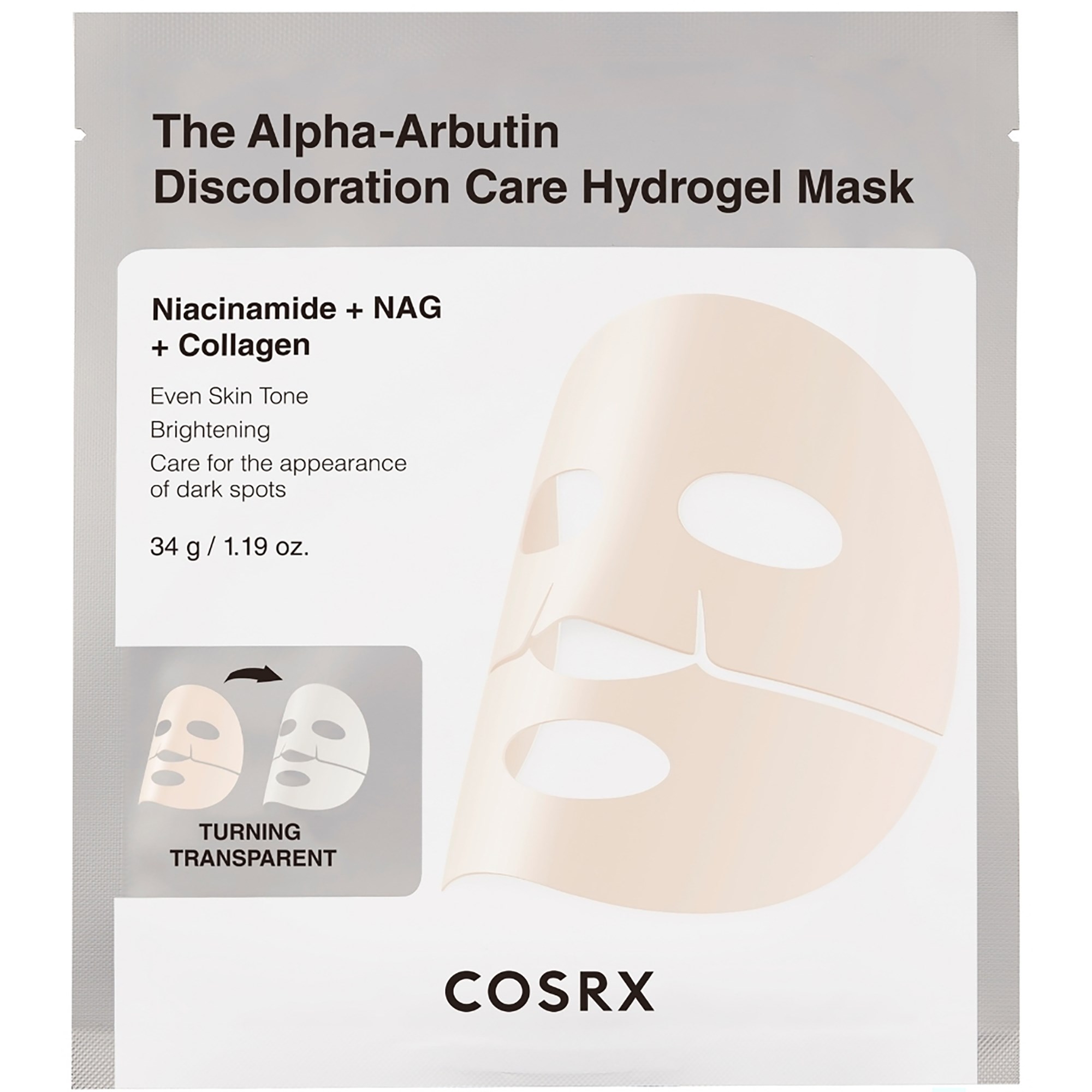 COSRX The Alpha-Arbutin Discoloration Care Hydrogel Mask 3 stk billede