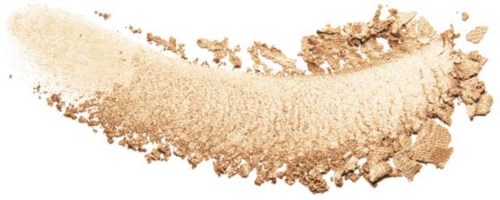 A beige powder swiped in a curved shape on a white background.