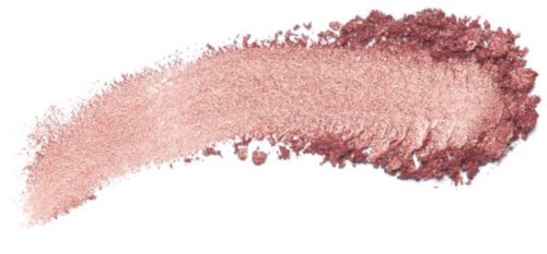 A pinkish powder spread in a curved shape on a white background.