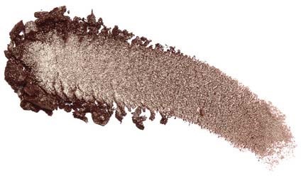 A smudge of brownish powder, wider on one end and tapering to a thin line. It looks like makeup or dirt.