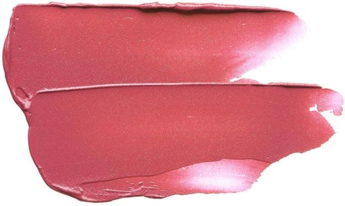 Två breda, rosa läppstiftshärar på en vit bakgrund med textur och glans.