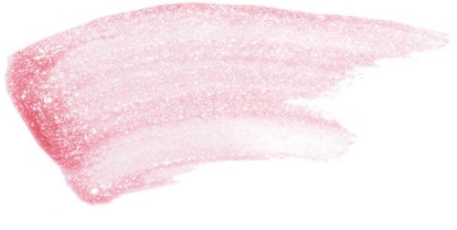 Ein weicher rosa Make-up-Pinselstrich mit Glitzer und Textur auf weißem Hintergrund.