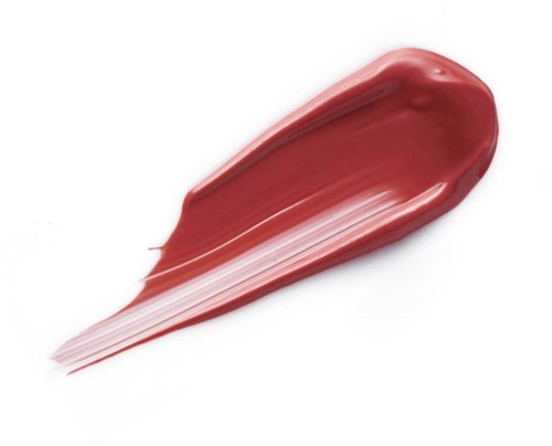 Ein dicker, pink-brauner Lippenstiftstrich auf weißem Hintergrund.