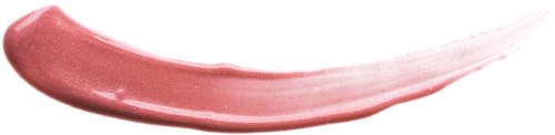 Ein pinkfarbener Lippenstiftfleck oder -streifen auf einer Oberfläche, gekrümmt mit glänzender Textur.