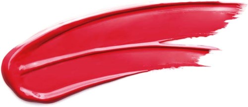 Rötliche Lippenstiftspur auf schwarz-weißem Hintergrund. Glatte, glänzende und gebogene Linie. Kein Text oder Logo.