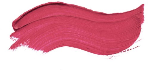 A large, pink, curved stroke of paint on a white background with black borders.