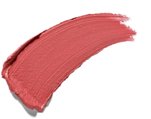 A smudge of pinkish-beige makeup or paint with a thick texture and curved shape.