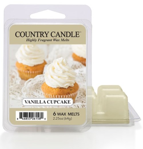 En box med doftande vaxmelter med vaniljcupcake, sex stycken, med cupcakes på framsidan.
