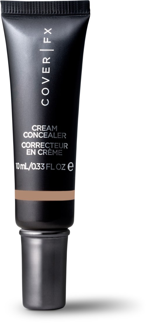 En svart tub med Cover FX-krämconcealer med en beige rand, stående upprätt på vit bakgrund.