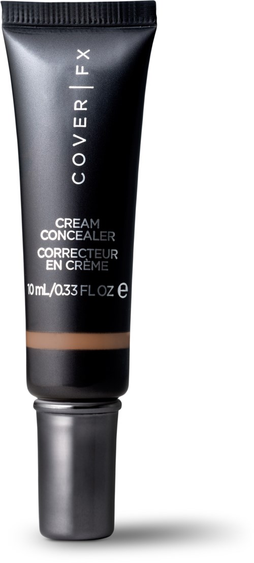 En svart tub med Cover FX-krämconcealer med silvrig lock, visar produktnamn och storlek på framsidan.