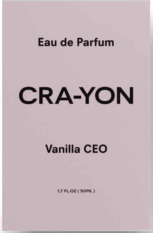 Pudełko perfum z napisem 'Eau de Parfum' i 'CRA-ON' pogrubione, 'Vanilla CEO' napisane poniżej.