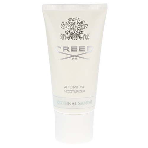 En vit tub med after-shave-kräm med en logotyp och text, inklusive "CREED 1760" och "ORIGINAL SANIT".