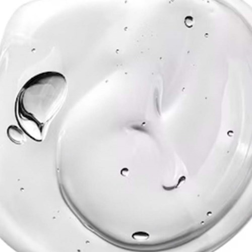 Clear liquid with bubbles, looks like water or some transparent gel.