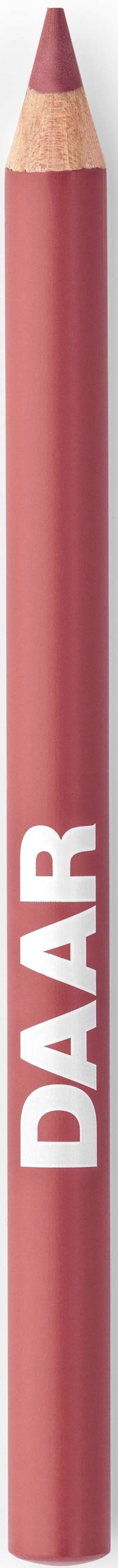 Een roze lippenpotlood met het woord DAAAR verticaal erop.