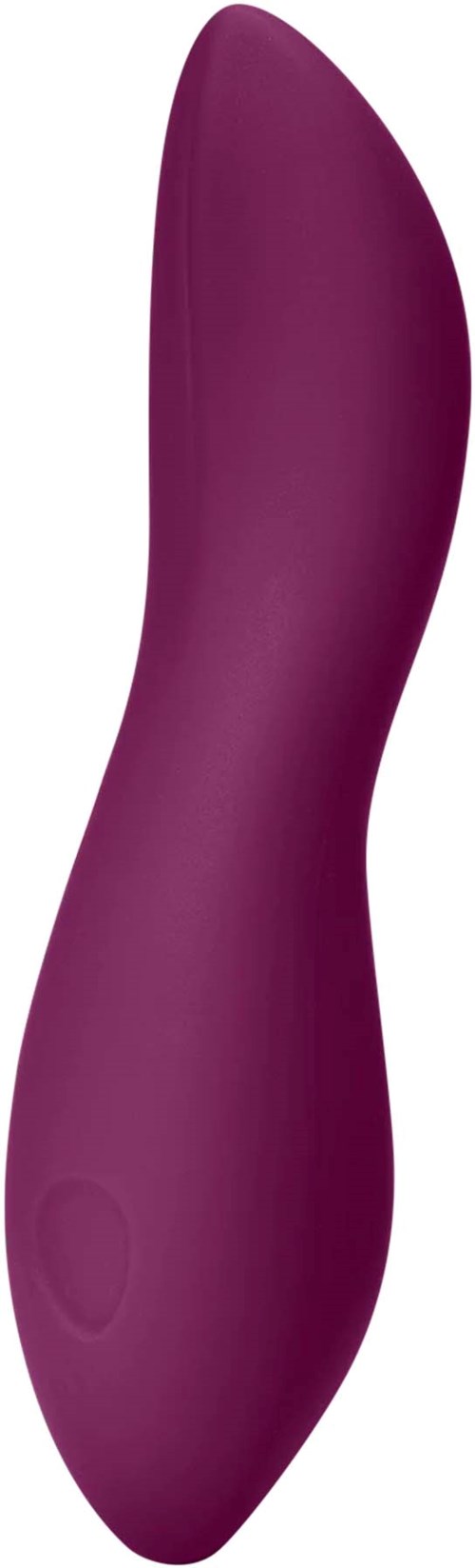 A purple, curved, sleek object with a rounded tip, possibly a personal care device.