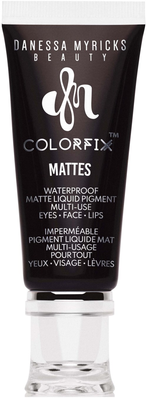 En svart tub med Danessa Myricks Beauty ColorFix Matte vattentät flytande pigment för ögon, ansikte och läppar.