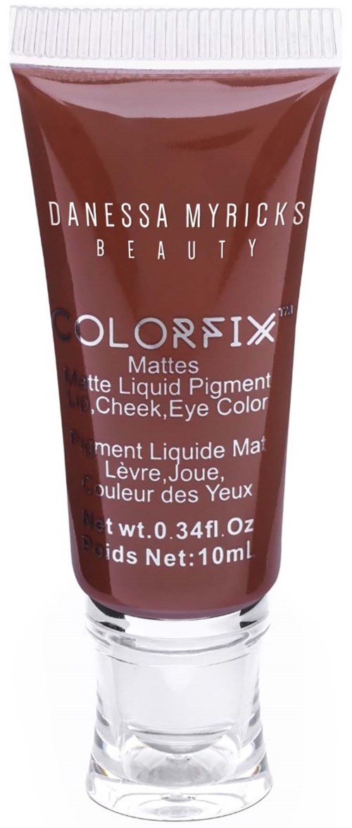 Brązowa tubka płynnego różu i cieni do oczu od Danessa Myricks Beauty, 10 ml.
