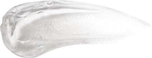 A clear, gel-like substance with a smooth, elongated shape and a glossy surface.