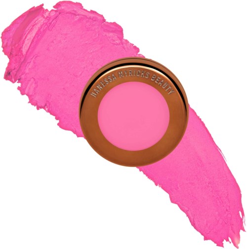 Pink blush with a brown side mirror and engraved text, 'Manessa Myrick's Beauty.'