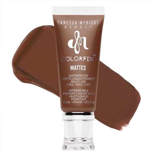 Ruskea Danessa Myricks Beauty matte nestemäinen pigmentti, merkitty vedenpitäväksi kasvoille, silmille, huulille.