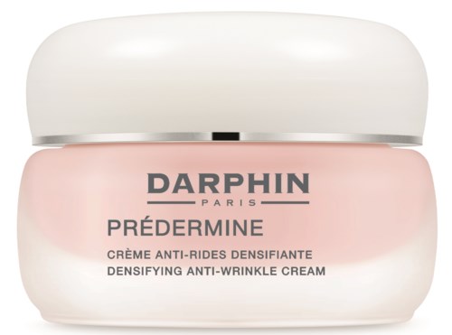 Ein Behälter mit der Aufschrift Darphin Prédermine, eine verdichtende Anti-Falten-Creme aus Paris.