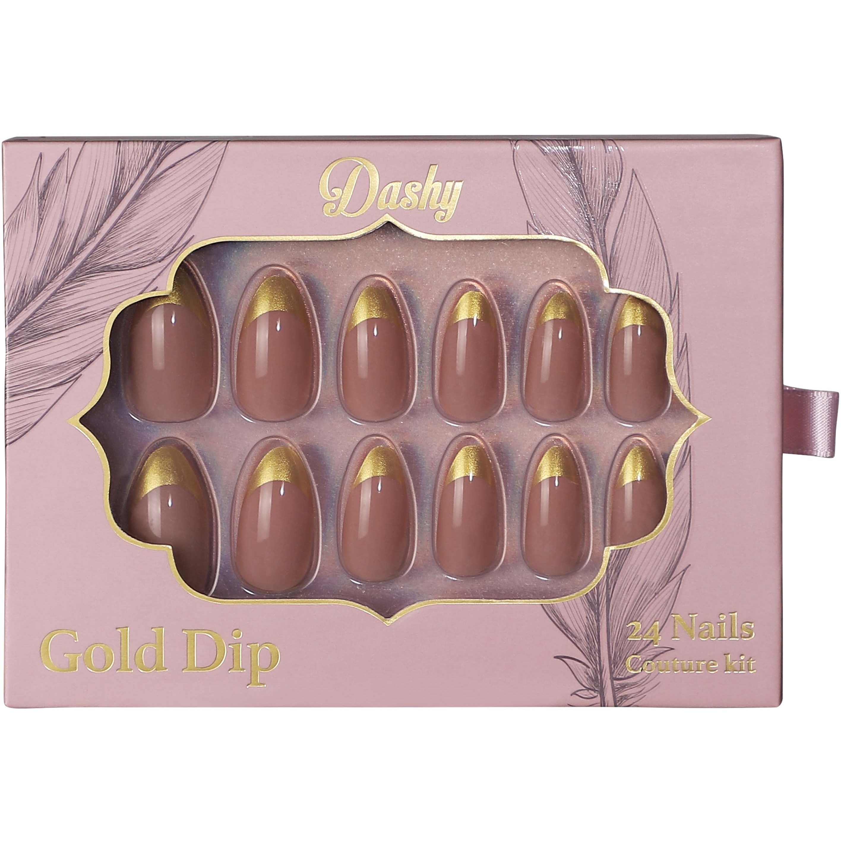 Läs mer om Dashy 24 Nails Couture Kit Gold Dip