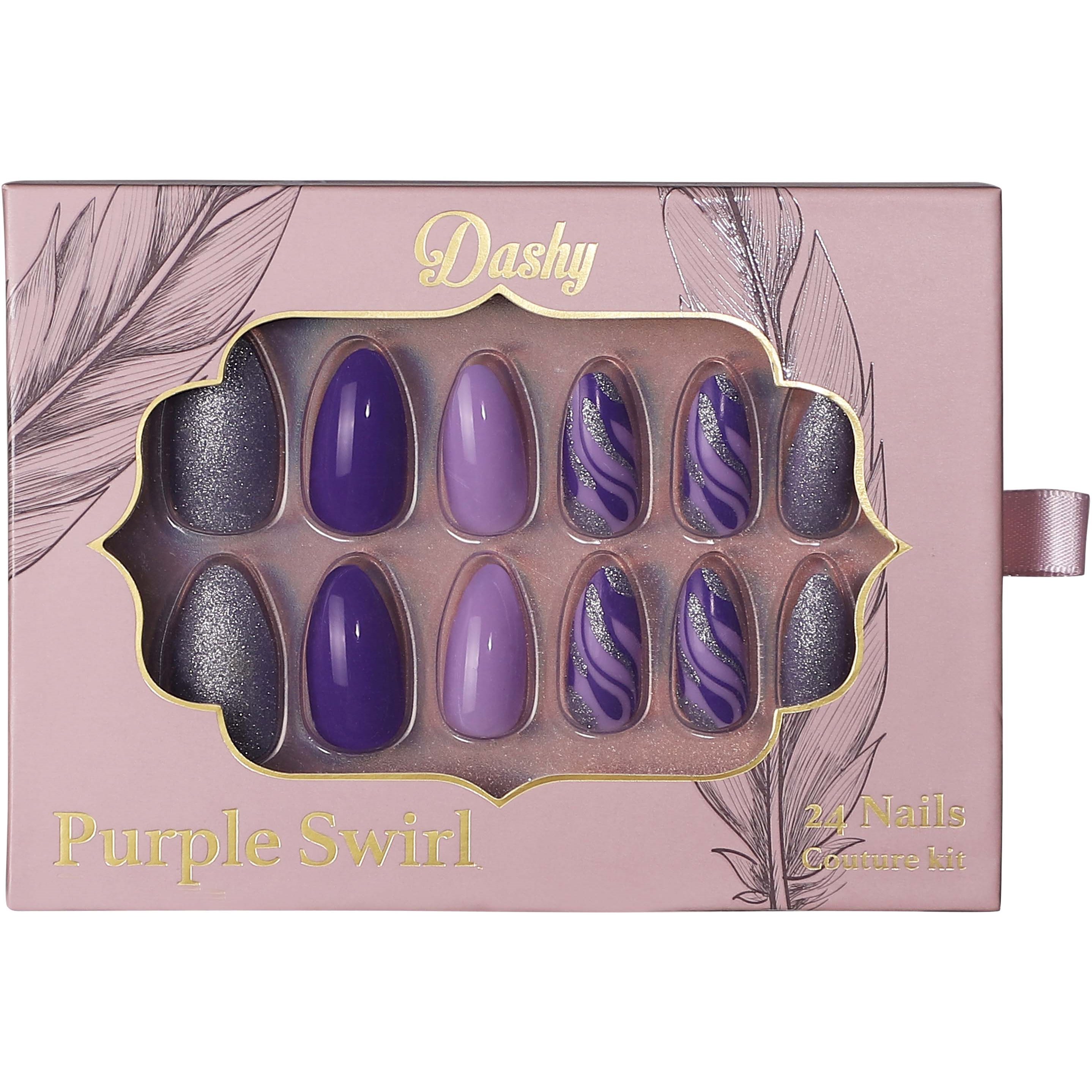 Läs mer om Dashy 24 Nails Couture Kit Purple Swirl