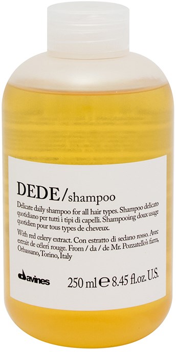 Flaske med gult shampoo til alle hårtyper med selleriextrakt, fra Italien, 250 ml.