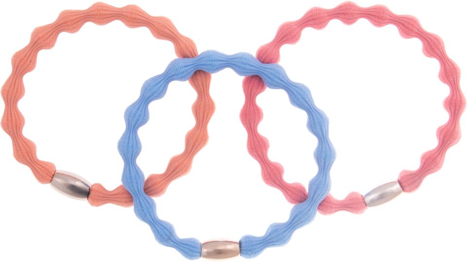Dazzling 3-Pack Hair Ties Pink/Orange/Blue