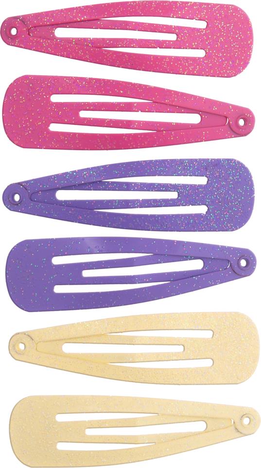 Dazzling Barrette Glitter Pink/Purple/Yellow 6-Pack