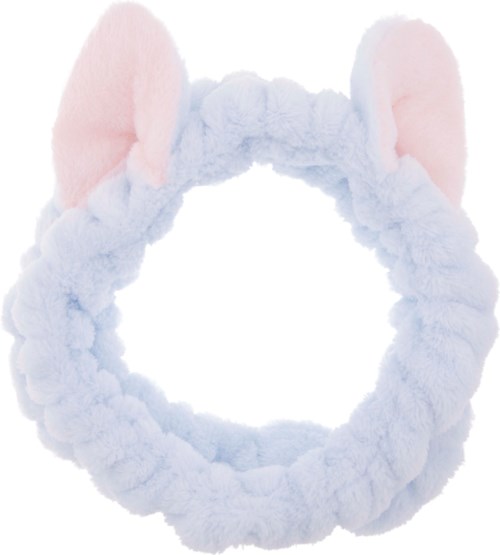 Ein flauschiges, weißes Stirnband mit rosa und weißen weichen Ohren, wahrscheinlich für Kostüm oder Spaß.