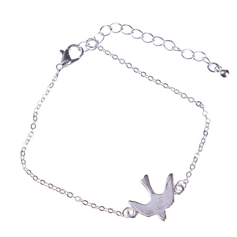 Dazzling Bracelet, Silver Col Chain W Swallow Charm