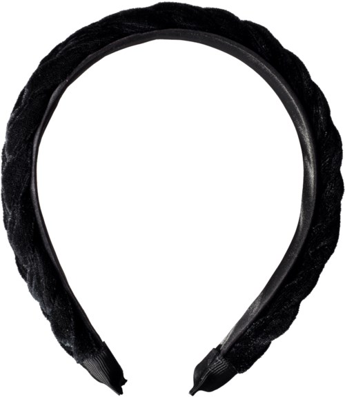En svart hårband med en texturerad ytteryta och en slät insida.