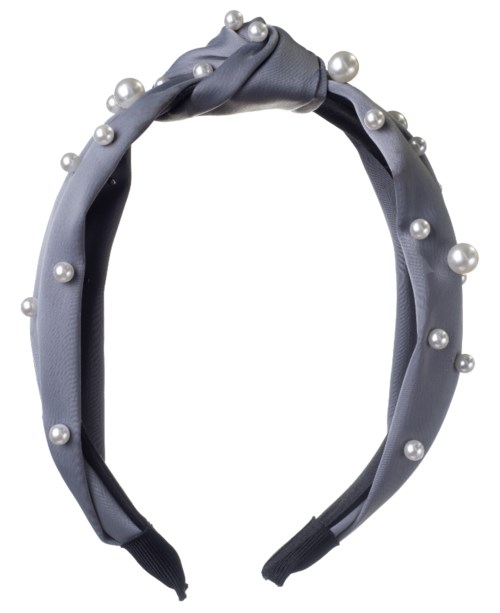 Dazzling Hair Band Knot Pearls Grey