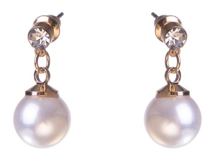 Dazzling Earring, gold col clear crystal on stud w hanging M