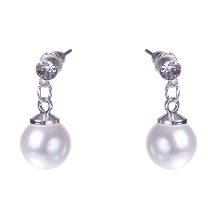 Läs mer om Dazzling Earring Col Clear Crystal On Stud W Hanging MOP Silver
