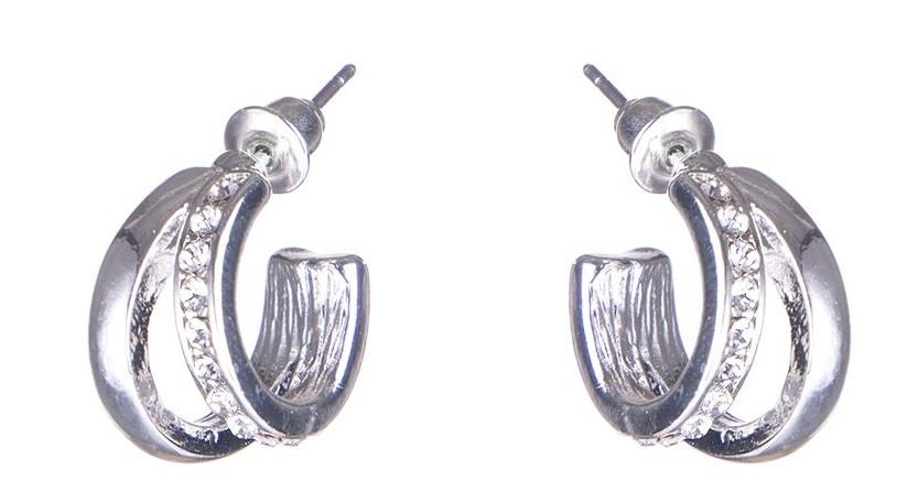 Dazzling Earring Col, Creols Two Lines, One Line W Crystals