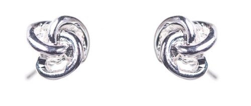 Dazzling Earring Silver Col, Studs As A Knot