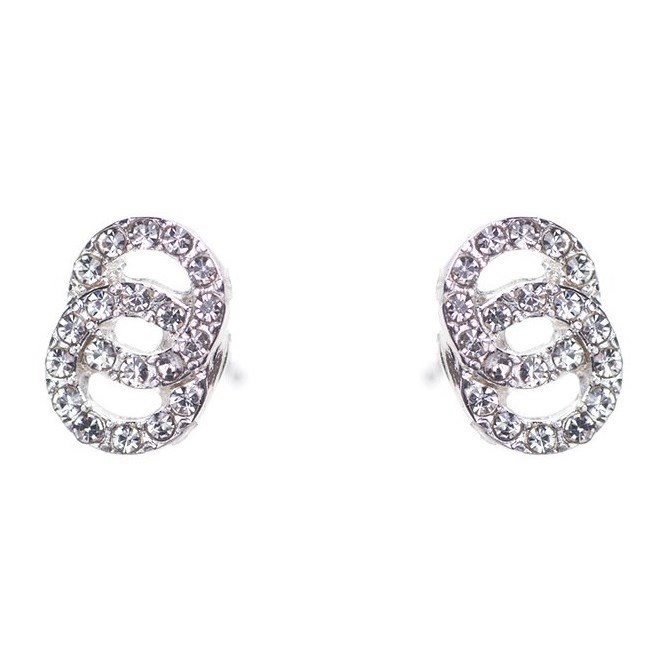 Bilde av Dazzling Earring Silver Col, Two Circles Joined W Crystals