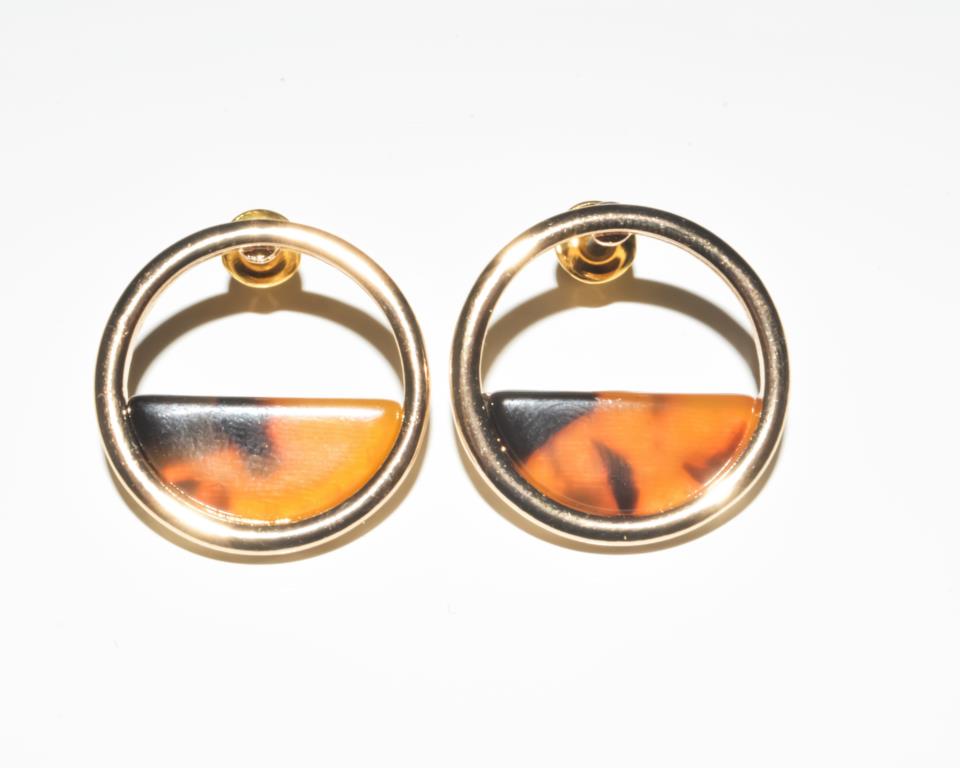 Dazzling Earrings, gold col circle, half filled