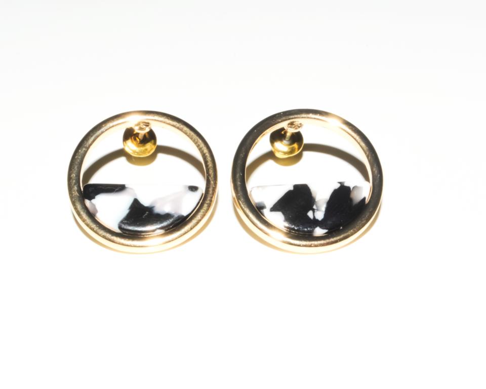 Dazzling Earrings, gold col circle, half filled