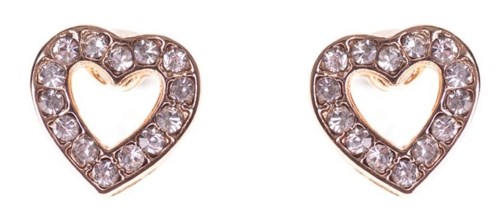 Dazzling Earrings Col Outline Heart W Clear Crystals Gold
