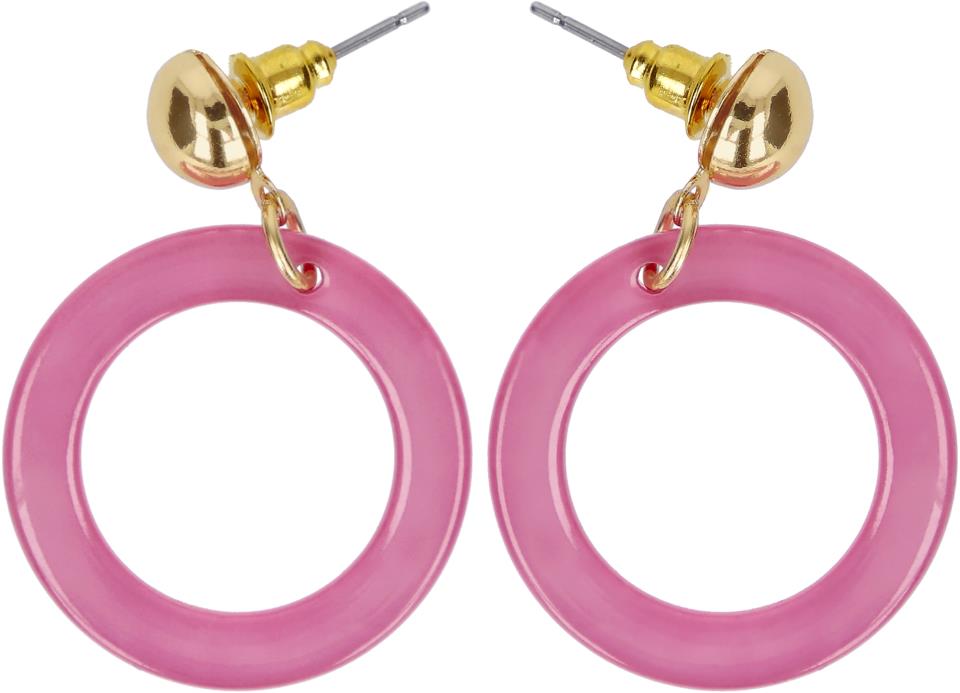 Dazzling Earrings, gold stud with pink plastic