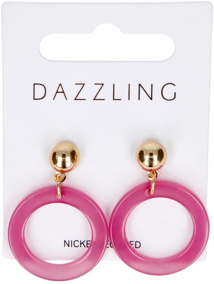 Dazzling Earrings, gold stud with pink plastic