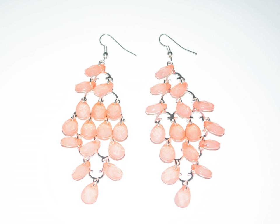 Dazzling Earrings Silver Pink Stones Hanging