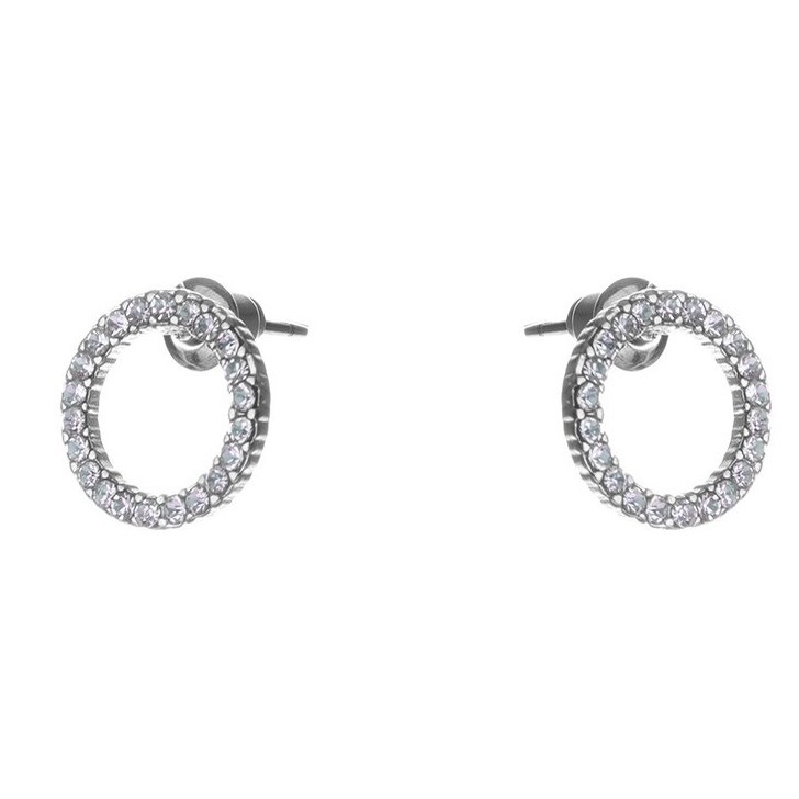 Bilde av Dazzling Earrings Col Round Circles With Clear Crystals Silver